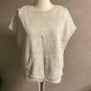 ZARA TRAFALUC women’s open sides sleeveless terry sweatshirt oatmeal oversized S
